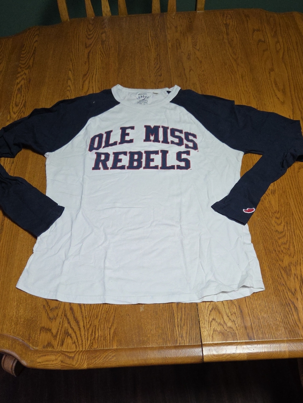 League White Tee with Navy Print